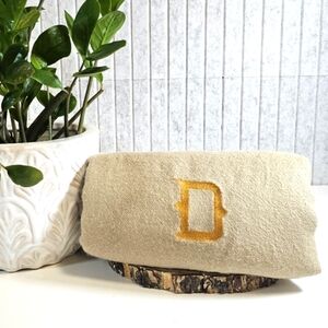 Alpaca Throw Blanket Fringe Tan Monogram D Luxury Soft Warm